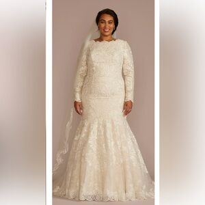 Lace Long Sleeve Mermaid Modest Wedding Dress from David’s Bridal Online
